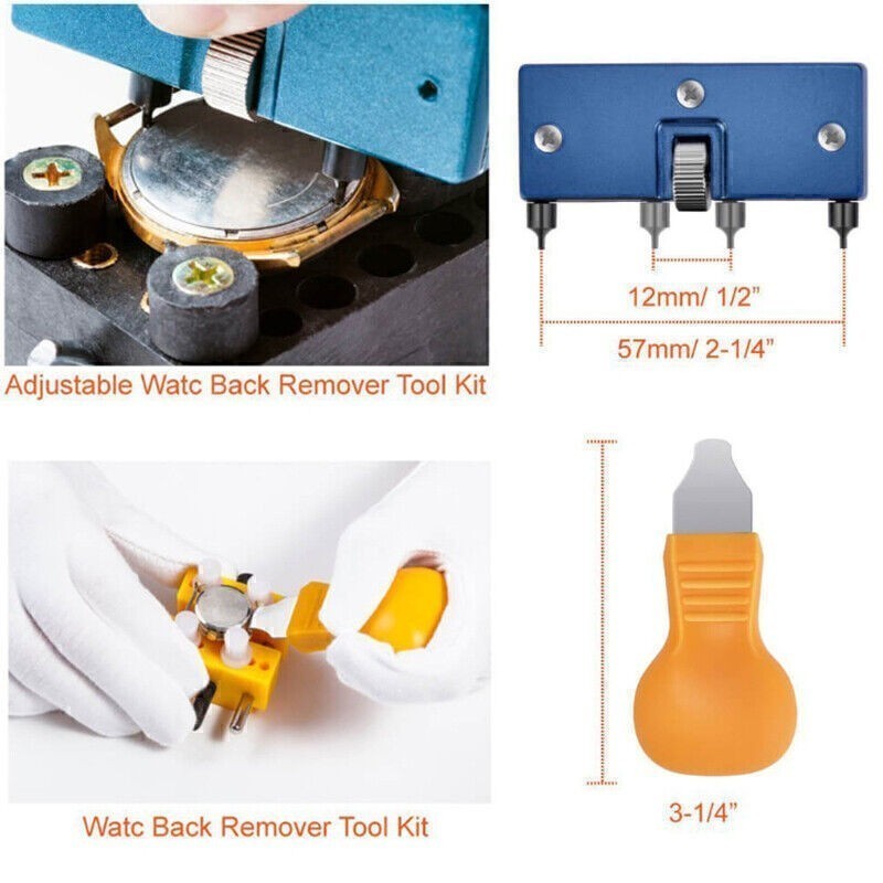 Watch Battery Replace Tool Kit Watch Back Remover Tool Watch Press Set + 12 Dies