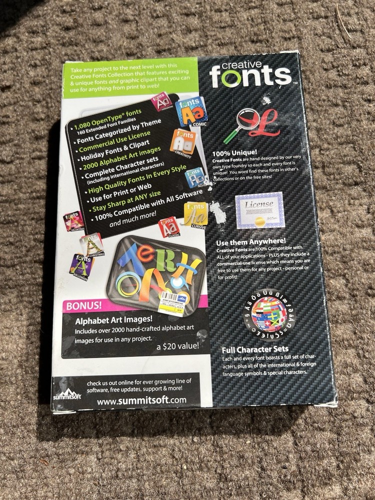 Creative Fonts Collection PC Software Disc And Download