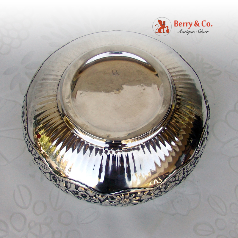 Repousse Floral Bowl Whiting 1885 Sterling Silver No Monogram