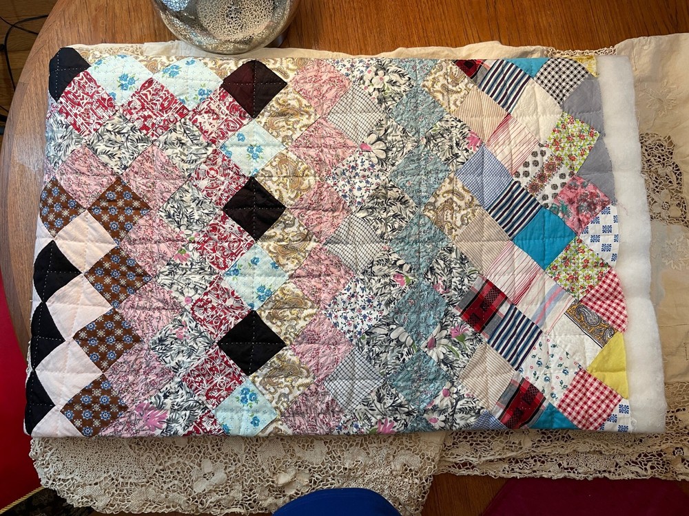 100% Cotton New Handmade Patchwork Quilt–Vintage-Patchwork  73"x62" Needs Border