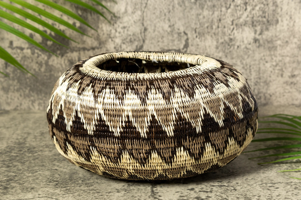 Gray Forest Melody Woven Basket With Top
