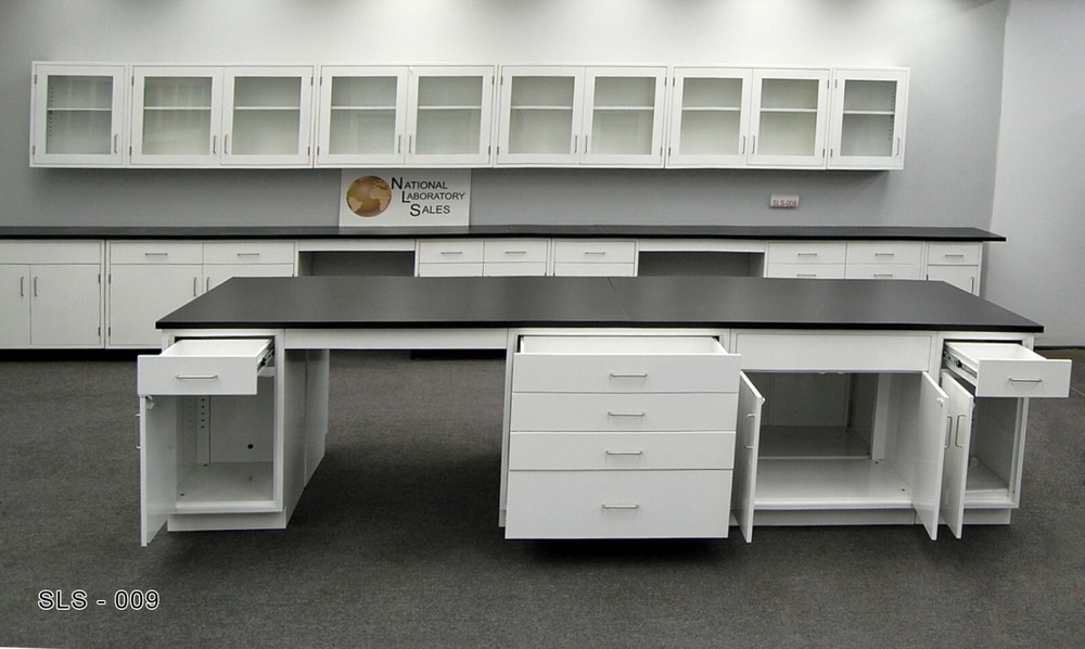 12'x4' Laboratory Island Cabinet Group w/ Countertops / E1-112