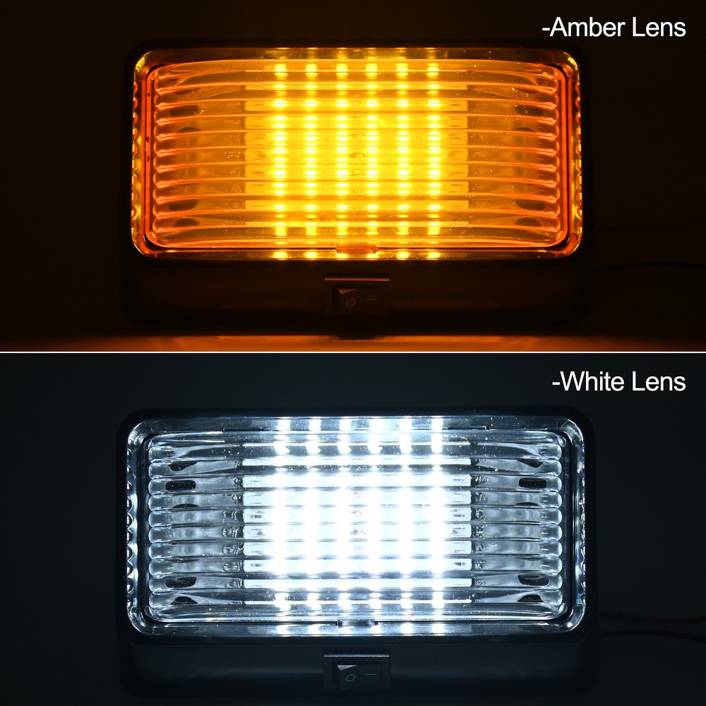 12V RV Porch Utility Light with On/Off Switch 2 Lens Outdoor Motorhome Camper