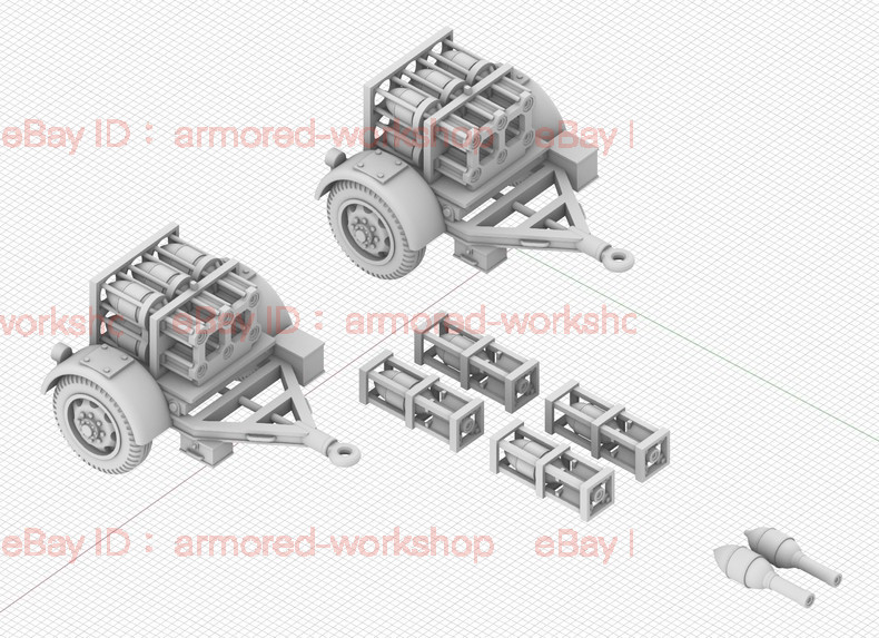 3D Printed 1/72 German 28/32cm rocket launcher trailer Unpainted /2pc//