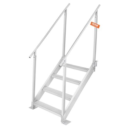 Dock Stairs 4 Steps, 500lbs Load Pool Steps, Adjustable Height NEW-4 Step