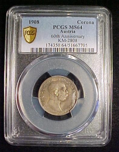 AUSTRIA 1908 Corona PCGS MS64