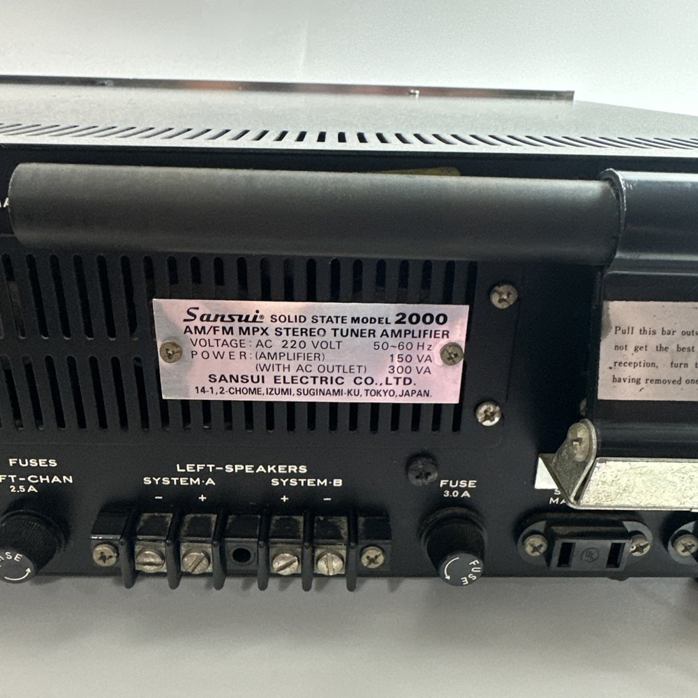 Sansui Model 2000 Solid State Stereo Amplifier AM/FM Receiver Tested READ
