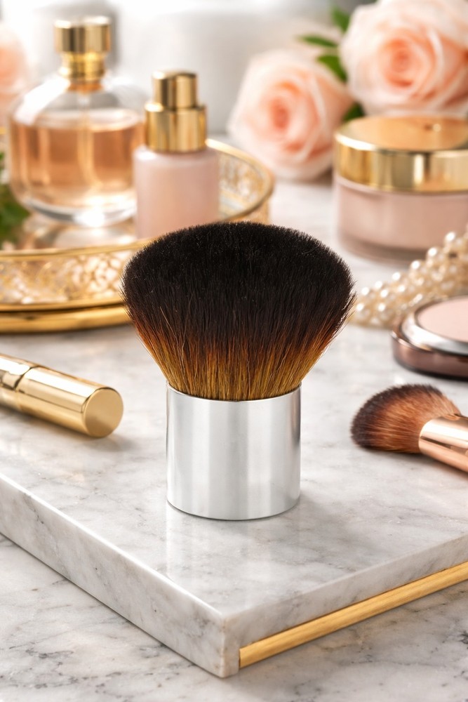 SILVER KABUKI BRUSH Full Coverage Bare Face Makeup Cosmetics Powder Foundation