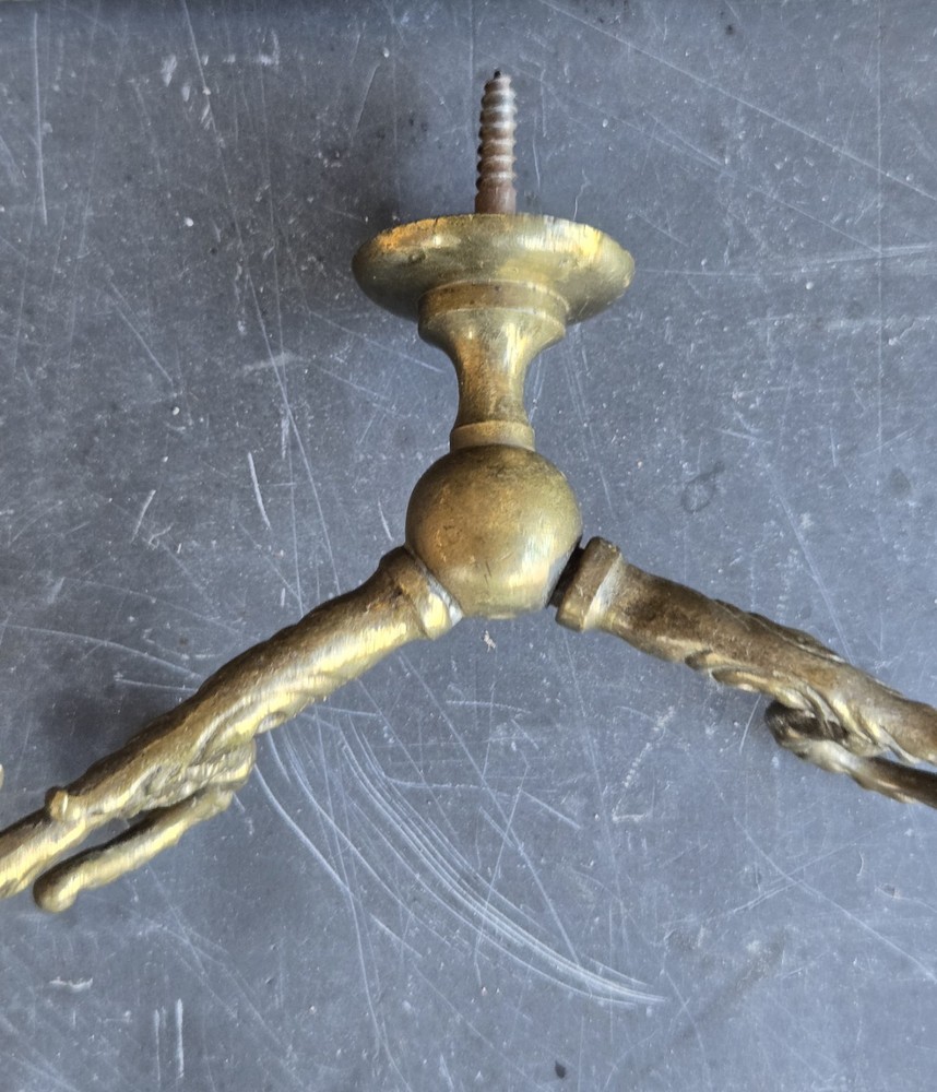 Pair of Solid Brass Hall Tree Double Hooks Architectural Salvage Coat & Hat Hook