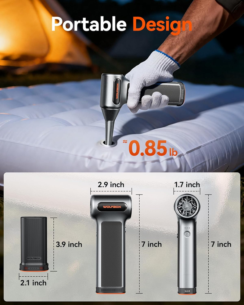 MF200 Compressed Air Duster with Removable Battery & 4 Nozzles, Cordless 3-Speed