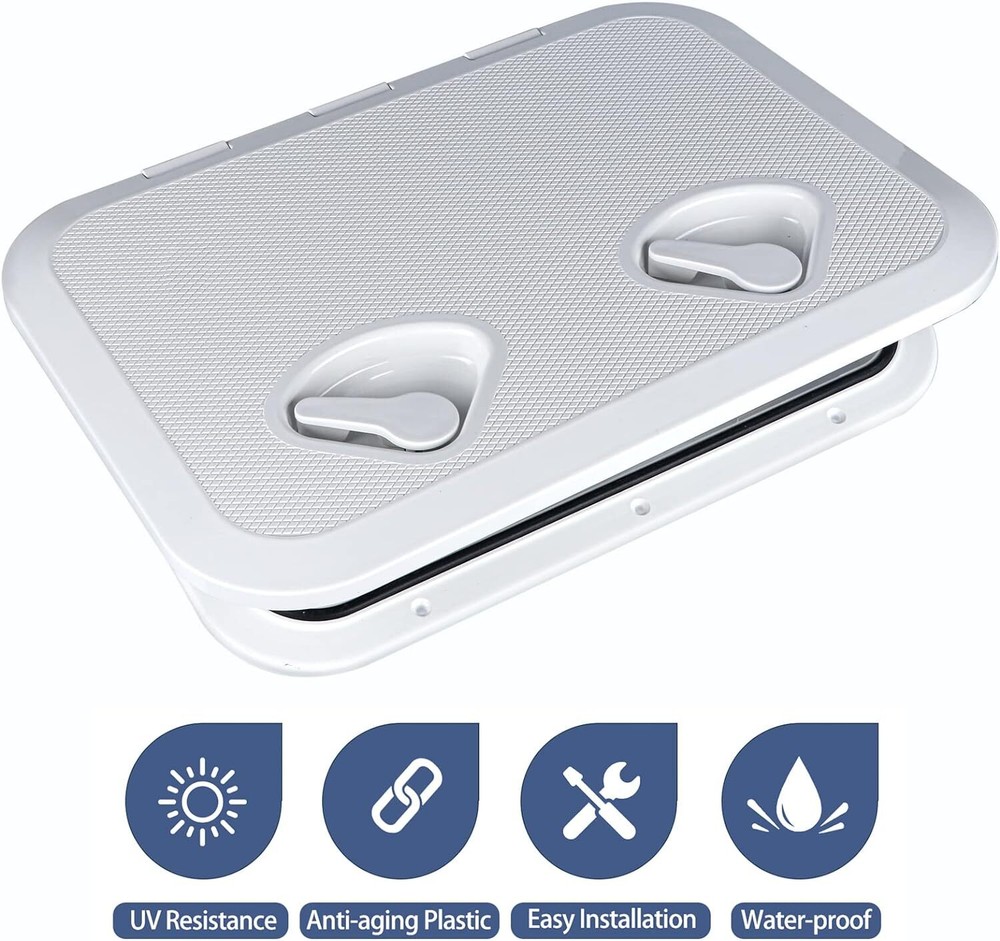 White Marine Deck Access Hatch 17.3“×12.4" Boat Hatch & Lid Rectangle Deck Hatch
