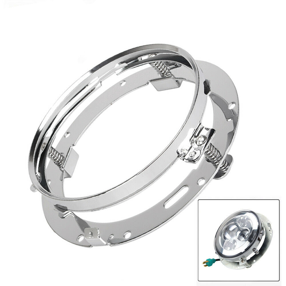 7inch Chrome Motorcycle Round LED Headlight Mounting Bracket Ring Holder Adapter