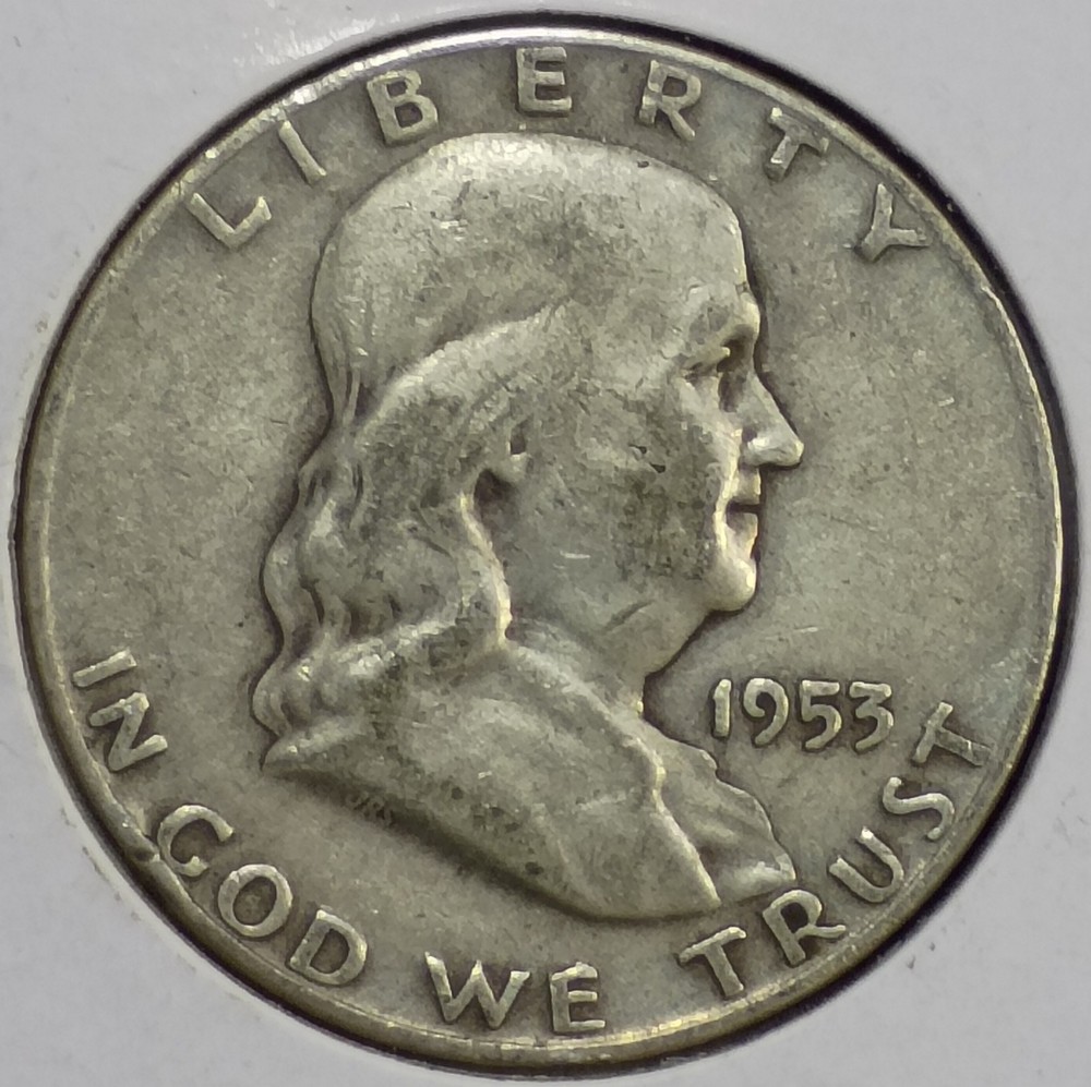 1953-D Franklin 90% Silver Half Dollar (Fine Details)