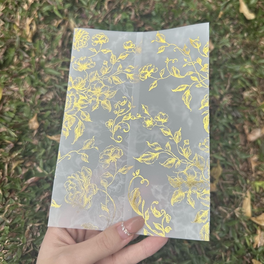 Pre-Folded Vellum Jackets for 5x7 Invitations 50 Pack Gold Foil Design