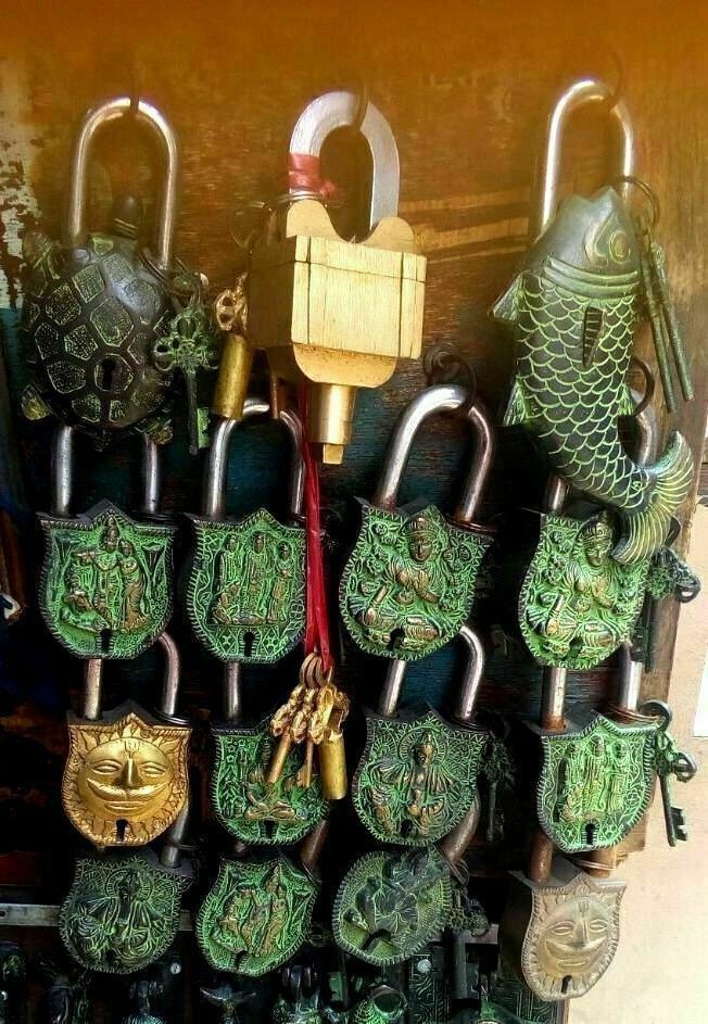 Lord Sun Engraved Security Door Lock Antique Style Handmade Solid Brass Padlock