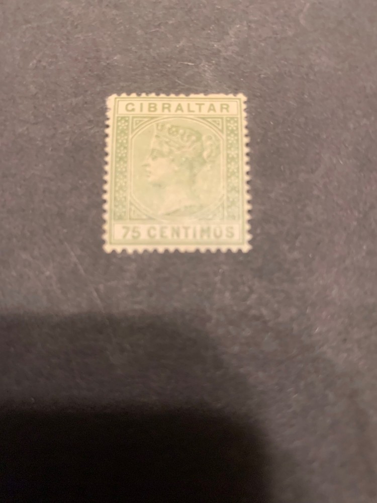 Gibraltar stamp QV scott 35 M/H, 75 centimos