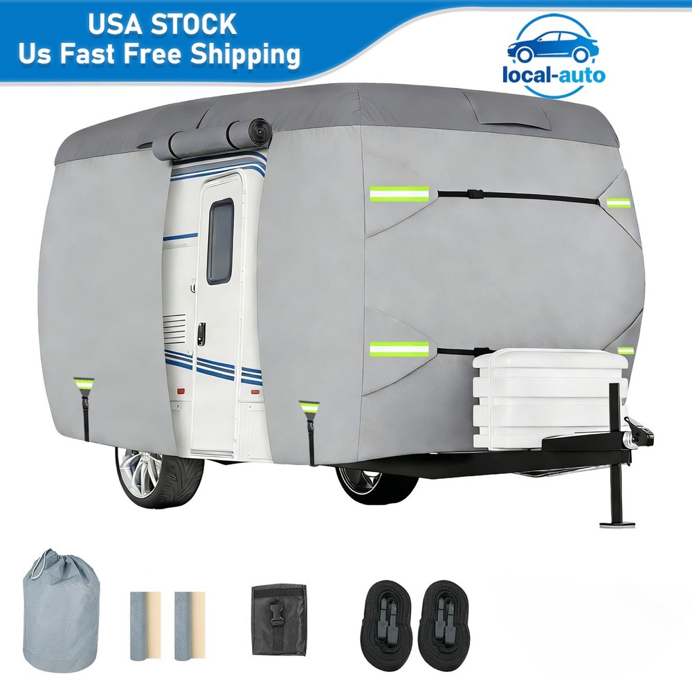 Fiberglass Travel Trailer Cover Upgraded 7Layer Camper Cover for 8'-16' Trailers