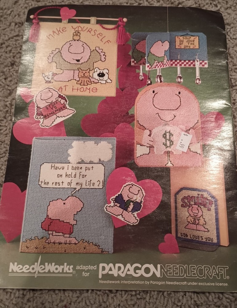 ZIGGY DESIGNS IN PLASTIC CANVAS PATTERN BOOK 1982 TISSUE BOX KEY RACK +