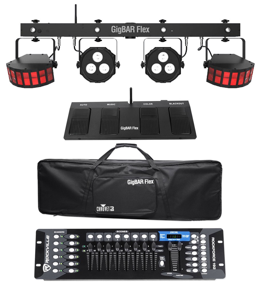 Chauvet DJ GigBAR Flex Lighting System w/Derby+Par Lights+Footswitch+Controller