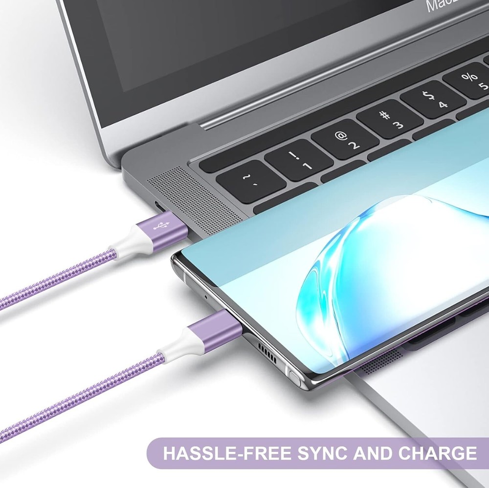 USB to USB Type C Cable - 6ft - Fast Charging for Android/iPhone - 5 Pack