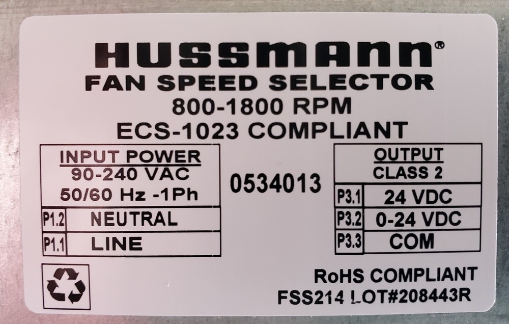 Hussmann 0534013 Fan Speed Selector