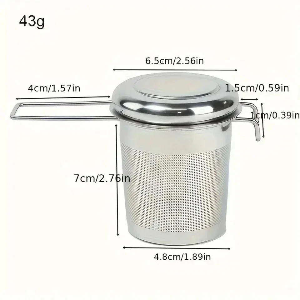 Stainless Steel Tea Filter with Folding Handle Loose Leaf Strainer with Lid*