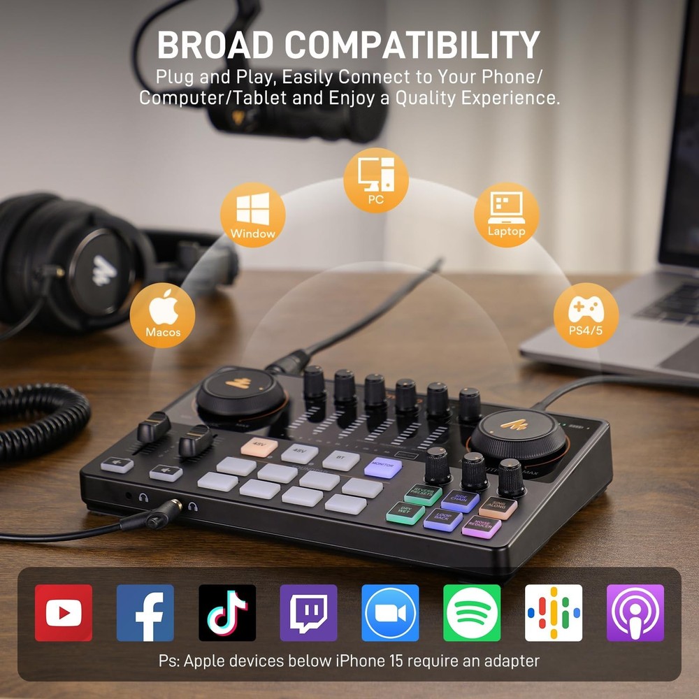 MAONO Podcast Equipment Bundle: Audio Interface mixer with Dual XLR Input for...