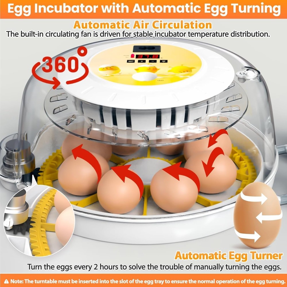 Egg Incubators for Hatching Eggs with Automatic Egg Turner, 8 Incubator for C...