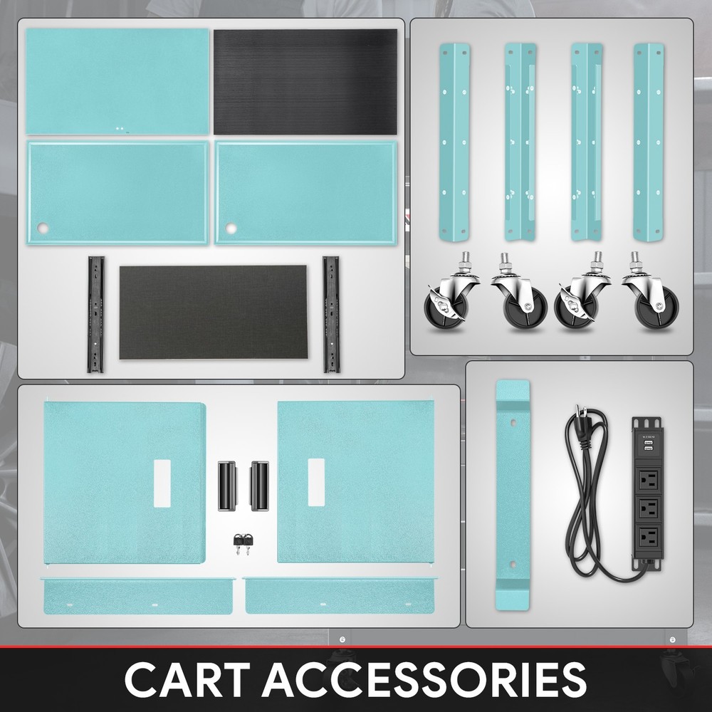 42" Adjustable Height 2-Tier Storage Mobile Laptop Computer AV Cart Sky Blue