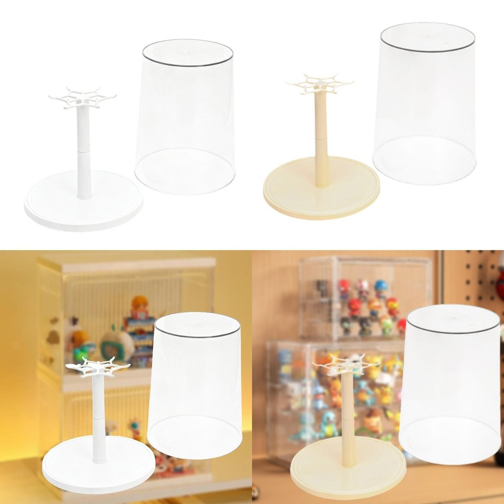 Rotating Clear Display Case Table Centerpiece Container for Doll Keychains