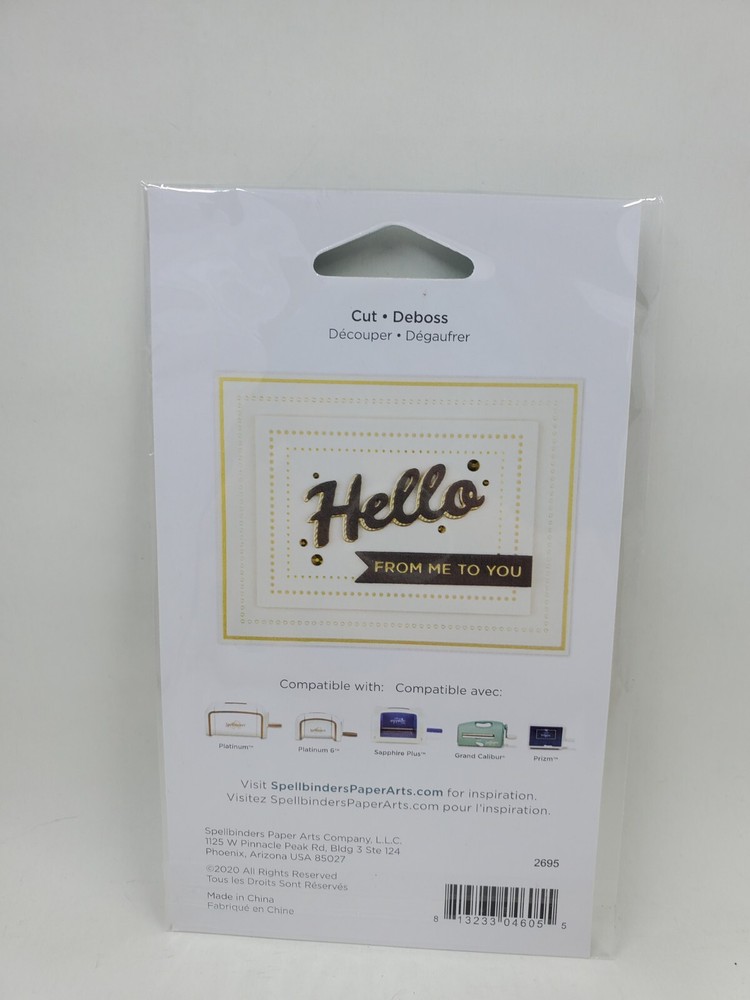 SP1 Spellbinders Bold Type Hello 2pc Metal Die Set New