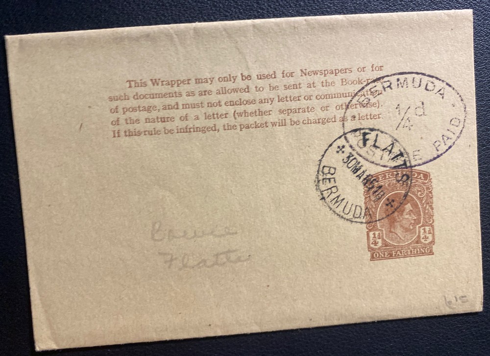 1951 Flatts Bermuda Postal Stationery Newspaper Wrapper cover