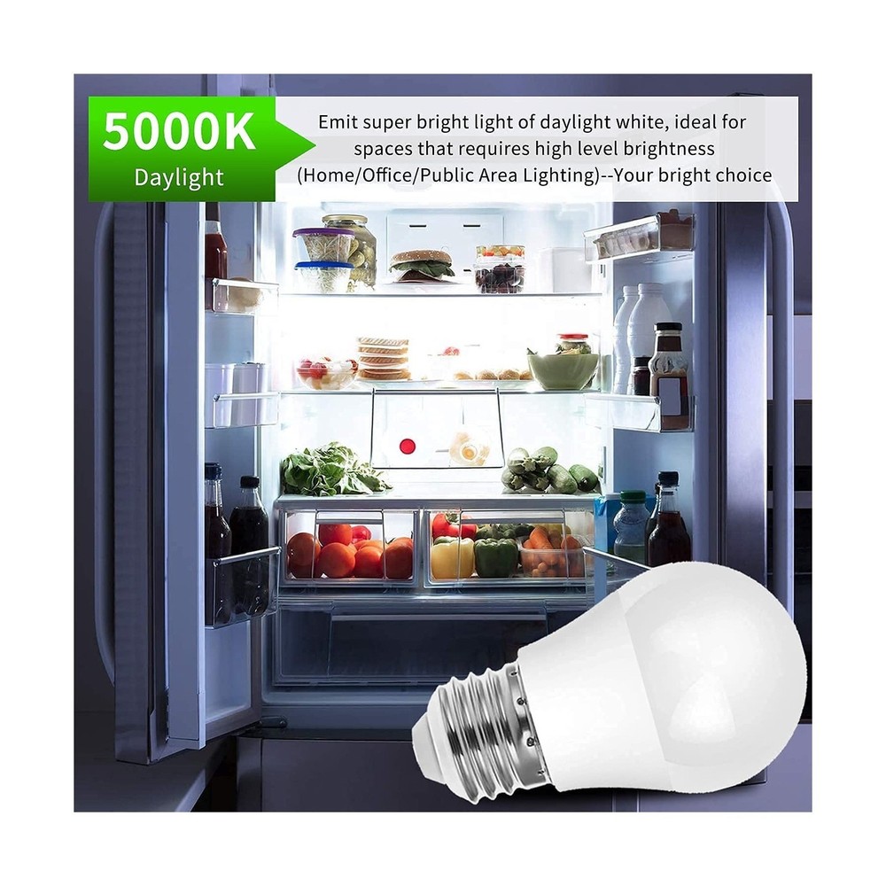 LED Refrigerator Light Bulb, 40W Equivalent LED A15 Bulb, 5W Daylight 5000K E...