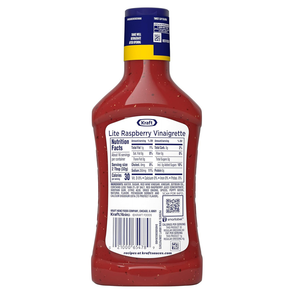 Lite Raspberry Vinaigrette, 16 Fl Oz Bottle