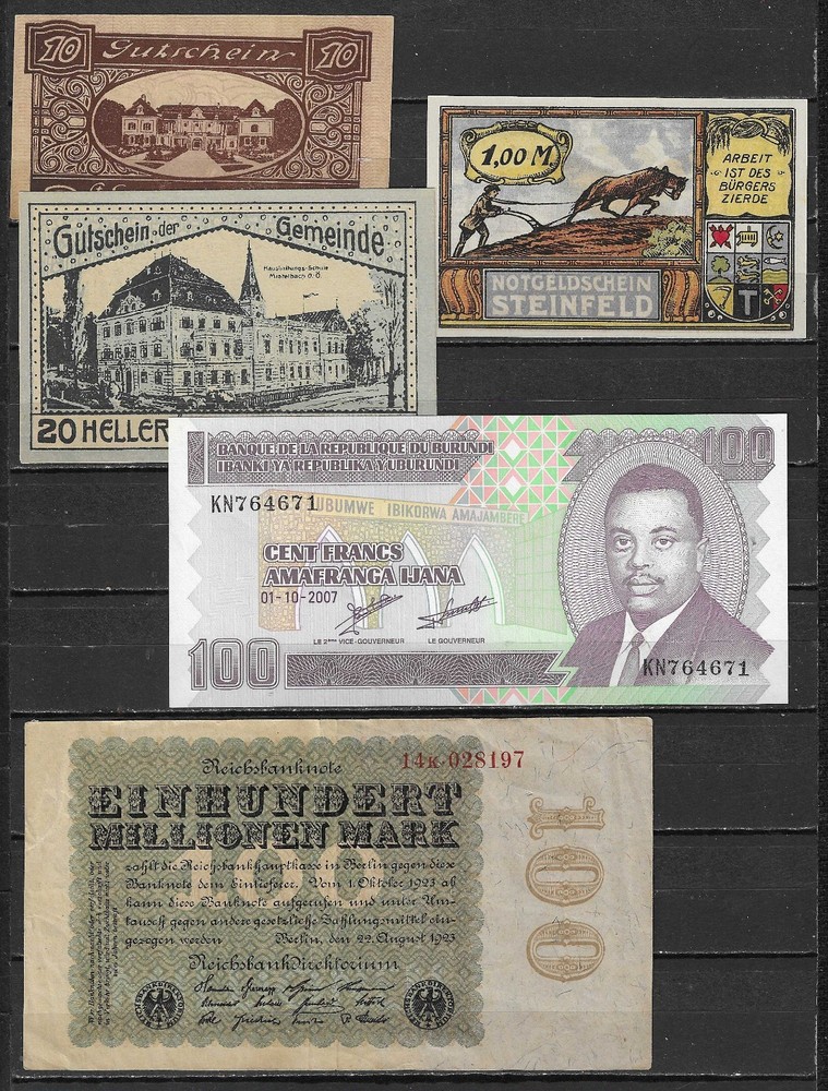 5 Banknotes. Different. UNC. Currency Foreign. World Paper Money.