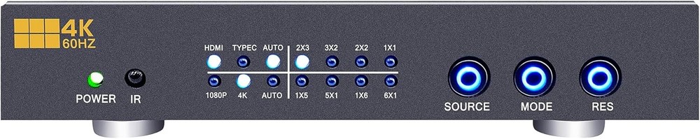 4K60 Video Wall Controller 6 HDMI Outputs 2x3 / 3x2 / 2x2 Multi-Screen Processor