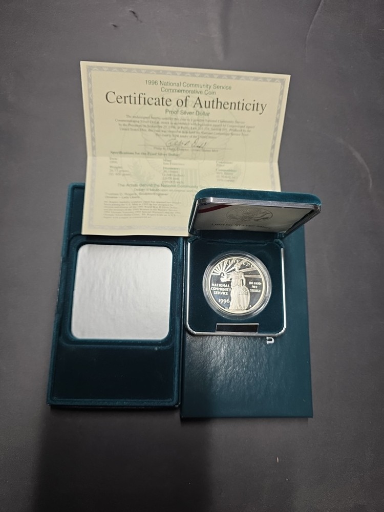 1996 national community service silver dollar Proof