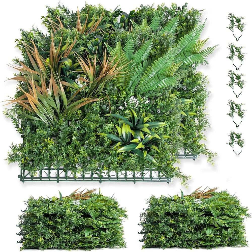 Artificial Privacy Fence Grass Panel 12pcs Boxwood Mat Wall Hedge Decor 20"x20"