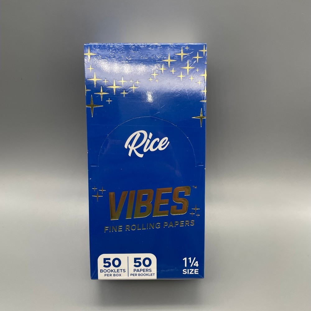 Vibes Rice 1 1/4 Size Rolling Papers Full Box BOGO w/ Rolling trays
