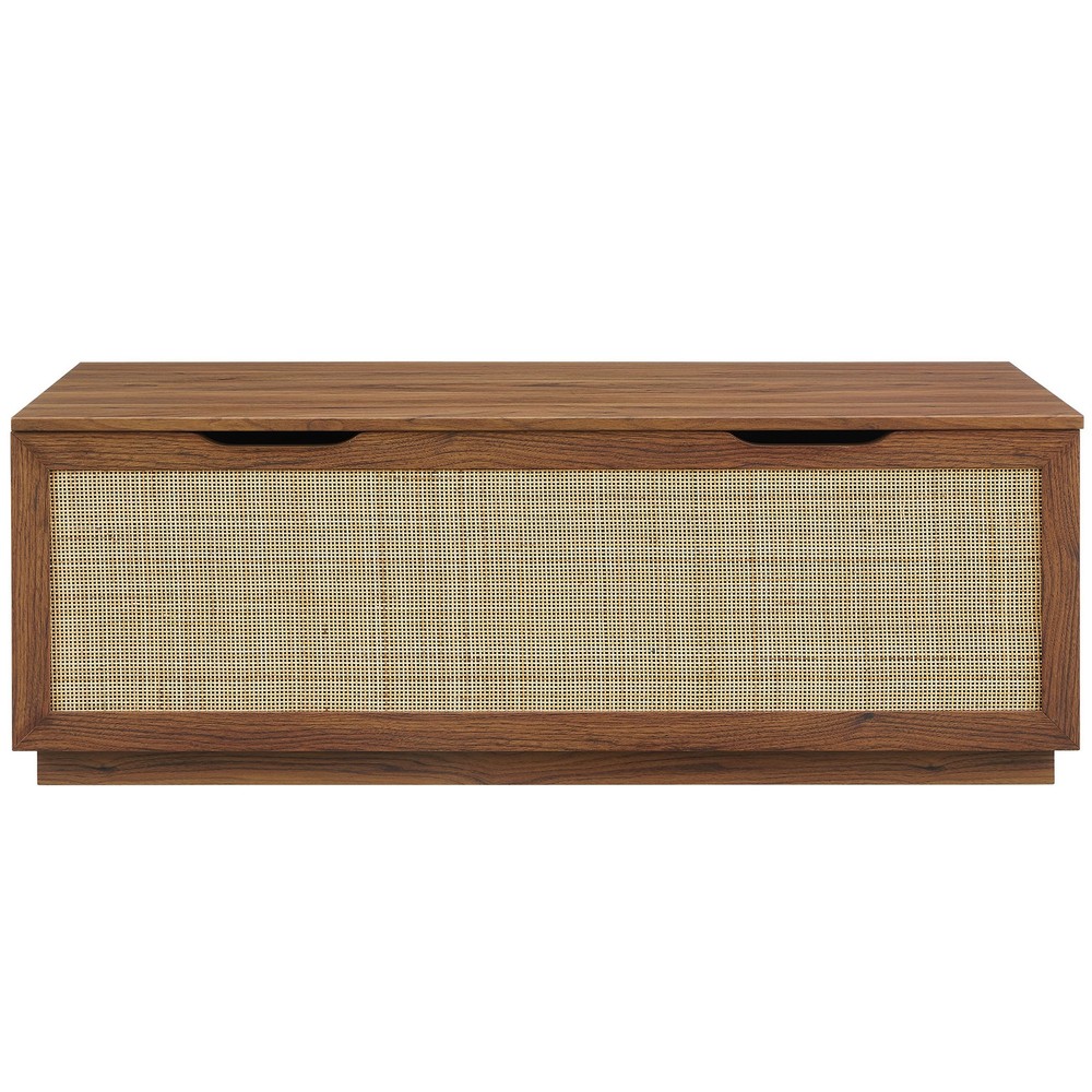 Soma Rattan Storage Bench in Walnut