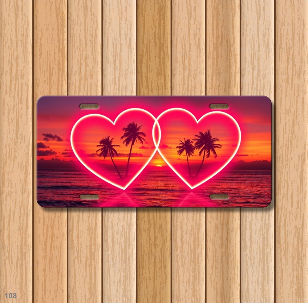 Custom Two Hearts Design Custom Name License Plate Create Your Own Gift