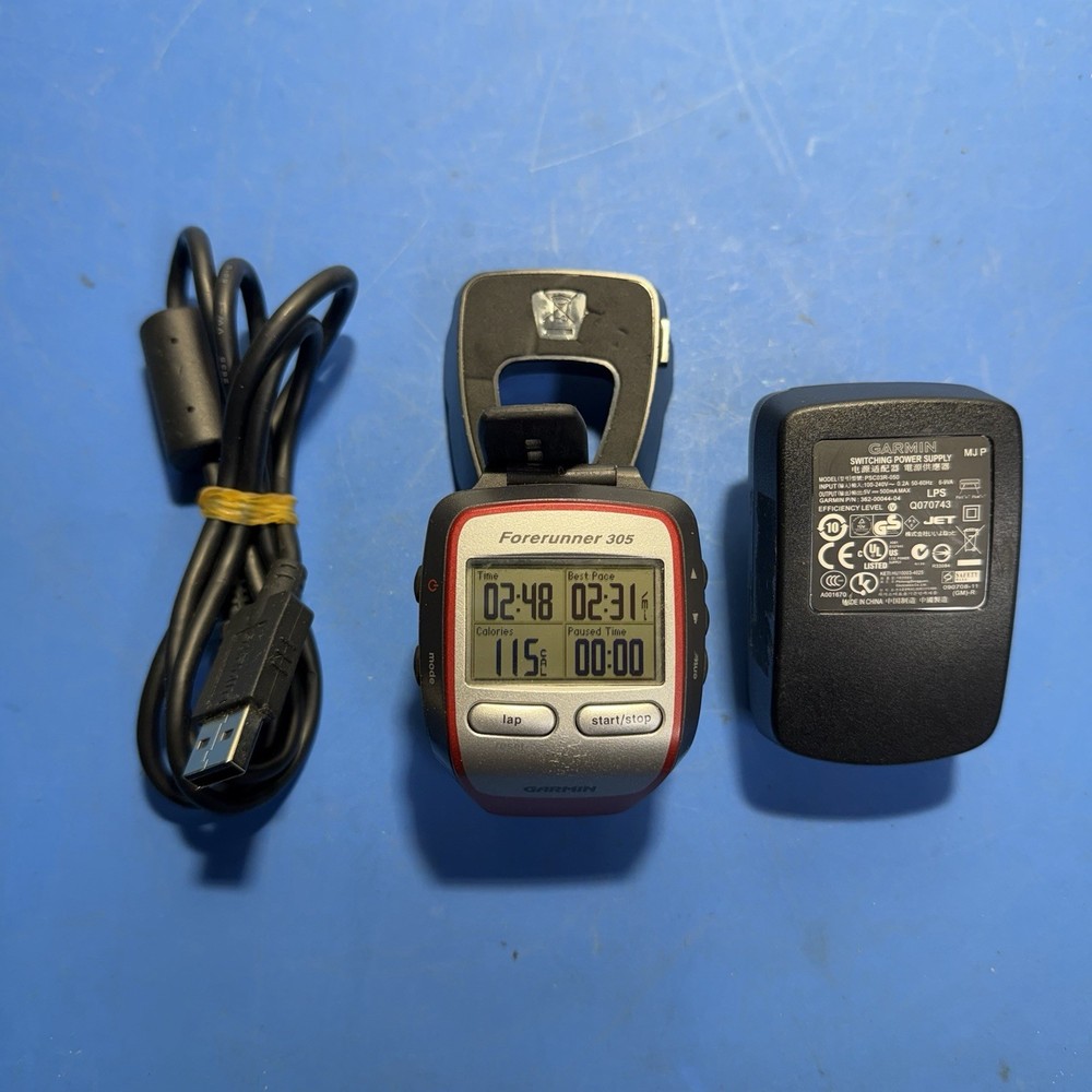Garmin Forerunner 305 GPS Running Watch w/ Charger & USB Cable – Fully Working