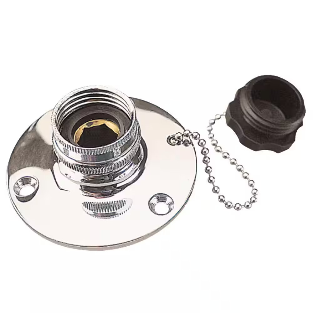 Fresh Water Inlet, #8 Fastener, Brass Chrome Plated, Includes Cap & Chain