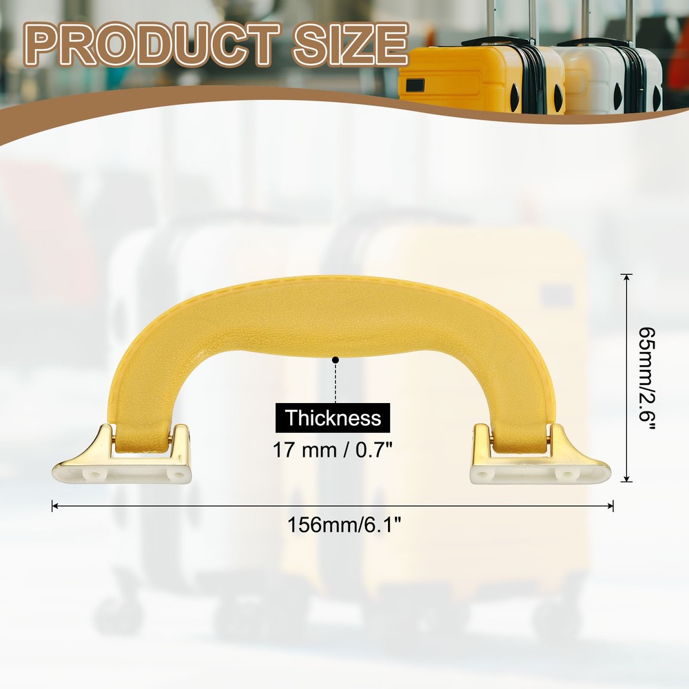 2Pcs Luggage Handle Plastic Pull Handle Grip Replacement with Screws Yellow