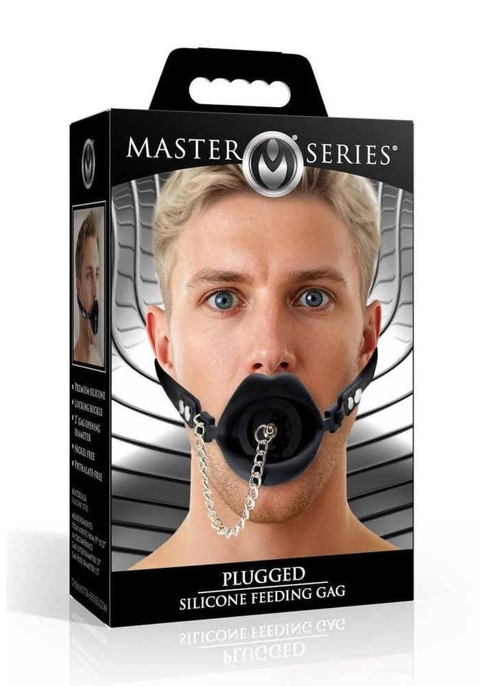 Master Series Plugged Silicone Feeding Gag – Adjustable Mouth Gag