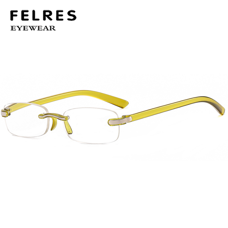 Women Square Rimless Blue Light Blocking Reading Glasses Small Frame Glasses New