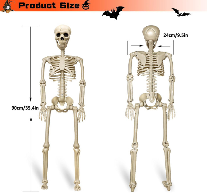 Halloween Skeleton Oversized Poseable Human Full Life Size Party Decor Prop 2PCS