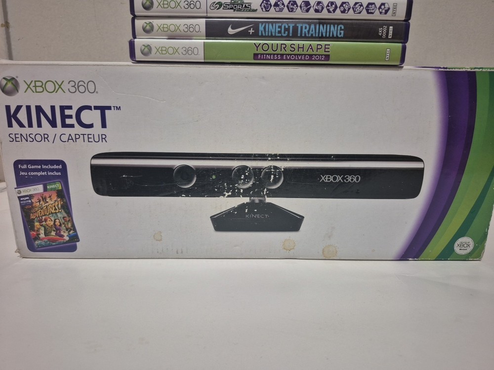 Microsoft Xbox 360 Kinect Sensor IN BOX Tested Bundle Working W/ 8 GAMES (PLB18)