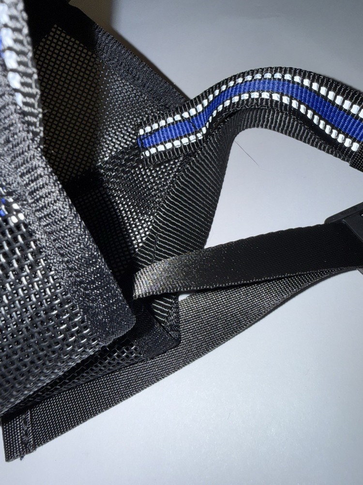 Dog Muzzle Large Black and Blue with Reflective Strips