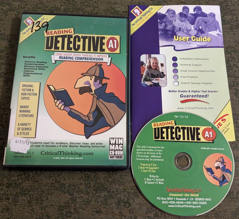 Reading Detective A1 : Reading Comprehension - rare PC + MAC software game
